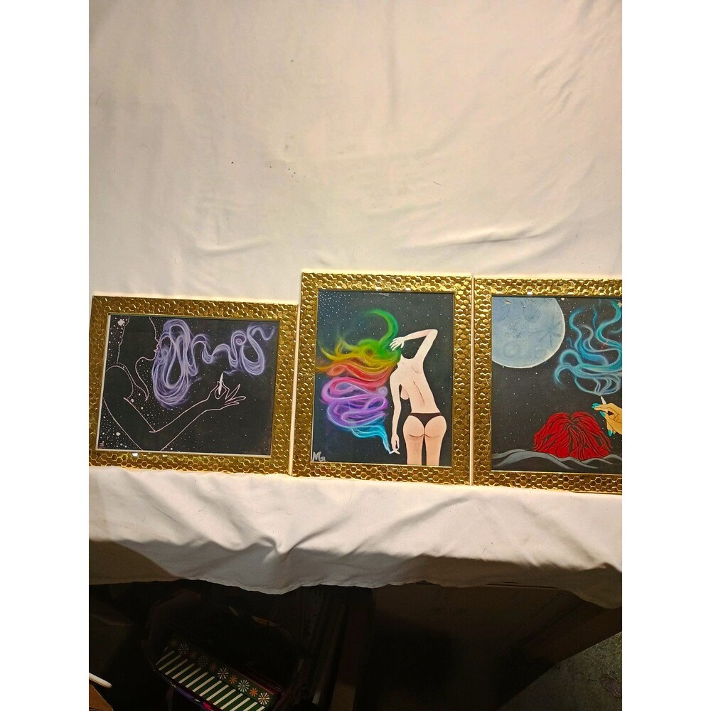 Aries Art NW Smoking Ladies Set of 3 Framed Art Prints